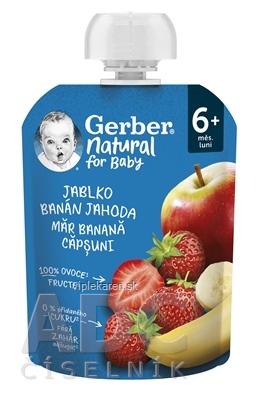Gerber Natural Kapsička Jablko, banán a jahoda ovocná desiata (od ukonč. 6. mesiaca) 1x90 g Gerber Natural Kapsička Jablko, banán a jahoda ovocná desiata (od ukonč. 6. mesiaca) 1x90 g – Obrázok 1