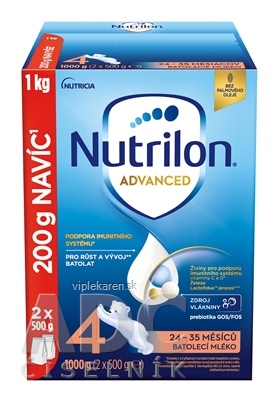Nutrilon Advanced 4 DUO BALENIE batoľacia mliečna výživa v prášku (24-35 mesiacov), (nová receptúra, 2025) 2x500 g (1000 g)