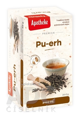 APOTHEKE PREMIER Pu-erh pravý čierny čaj v nálevových vreckách 20x2 g (40 g) APOTHEKE PREMIER Pu-erh pravý čierny čaj 20x2 g – Obrázok 1