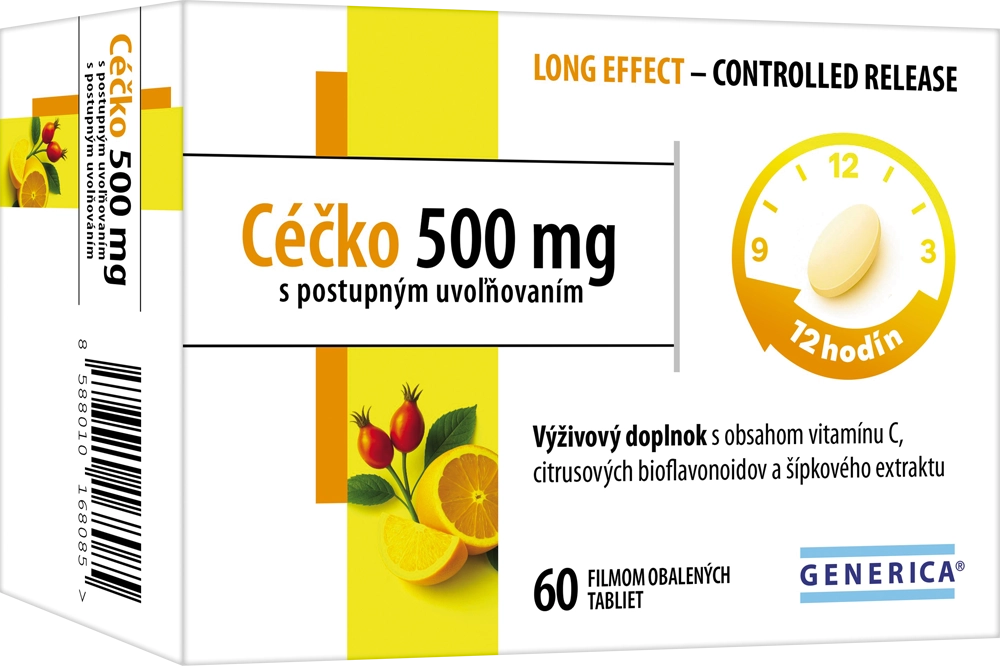 Cecko-500 GENERICA Céčko 500 mg s postupným uvoľňovaním 60 tabliet – Obrázok 1