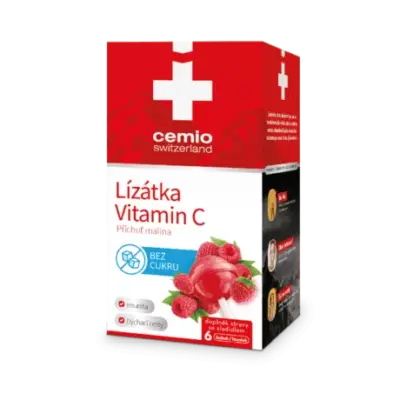 Cemio Lízanky Vitamín C s malinovou príchuťou 6 ks