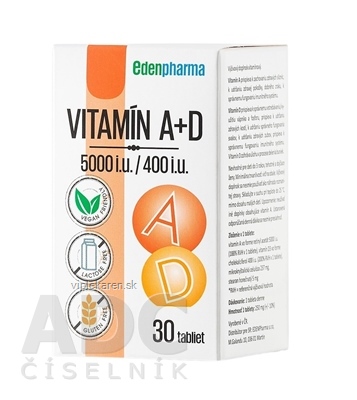 EDENPharma VITAMÍN A + D3 (5000 I.U./ 400 I.U.) tbl 1x30 ks