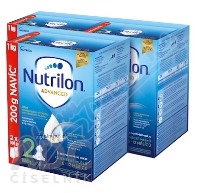 Nutrilon Advanced 2 následná mliečna dojčenská výživa v prášku (6-12 mesiacov) 3x1000 g (3000 g)