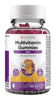 LIVSANE Multivitamíny Gummies želatínové tablety pre deti, jahodová príchuť 1x60 ks LIVSANE Multivitamíny Gummies Kids 60 želatínových tabliet – Obrázok 1