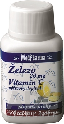 MedPharma ŽELEZO 20MG + Vit. C tbl 30+7 zadarmo (37 ks) MedPharma ŽELEZO 20MG + Vit. C tbl 30+7 zadarmo (37 ks) – Obrázok 1