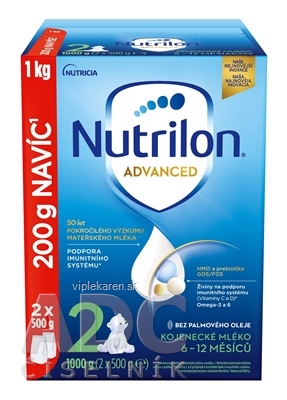 Nutrilon Advanced 2 DUO BALENIE následná mliečna dojčenská výživa v prášku (6-12 mesiacov) 2x500 g (1000 g)