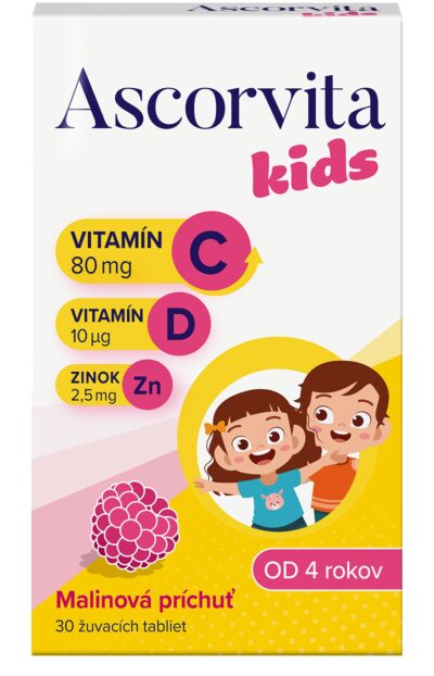 ASCORVITA Kids žuvacie tablety, malinová príchuť 30 ks