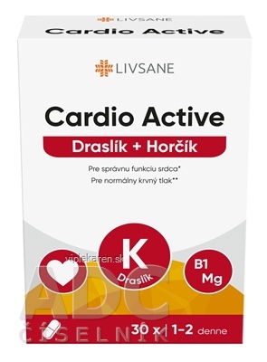 LIVSANE Cardio Active Draslík + Horčík tbl 1x30 ks LIVSANE Cardio Active Draslík + Horčík 30 tabliet – Obrázok 1