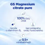 GS Magnesium Citrate Pure 1340 mg + B6 100 tabliet – Obrázok 3