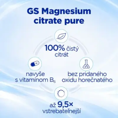 GS Magnesium Citrate Pure 1340 mg + B6 100 tabliet – Obrázok 3