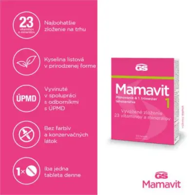 GS Mamavit 1 Plánovanie a 1. trimester 30 tabliet – Obrázok 2