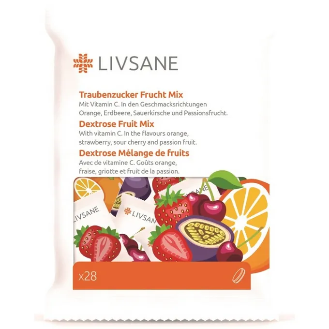 LIVSANE_Hroznový_cukor_s_vitamínom_C_Mix_príchutí_28ks LIVSANE Hroznový cukor s vitamínom C, mix príchutí 28 tabliet – Obrázok 1