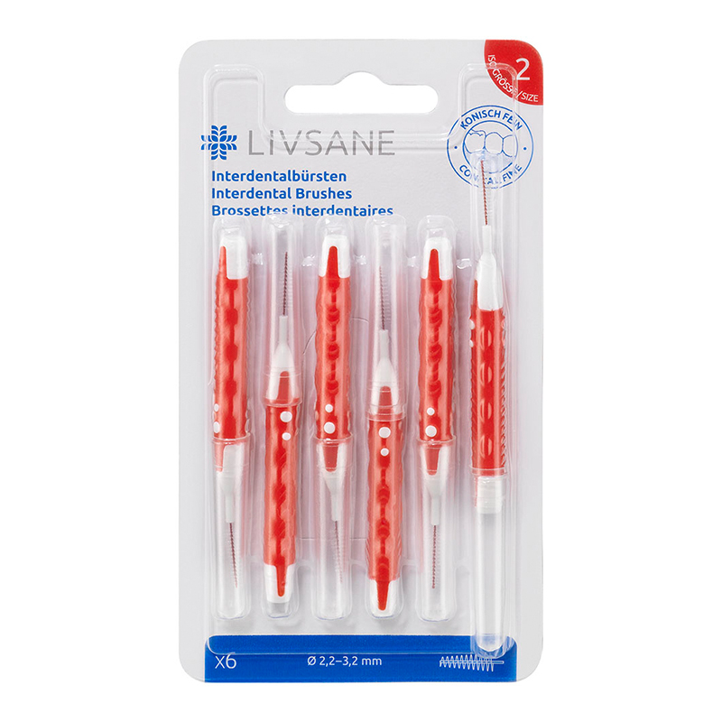 O0051277 LIVSANE Medzizubná kefka veľ. 2, priemer 2,2 - 3,2 mm 6 ks – Obrázok 1