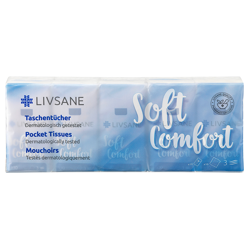 O0053091 LIVSANE Hygienické vreckovky Soft Comfort 10 x 10 ks – Obrázok 1