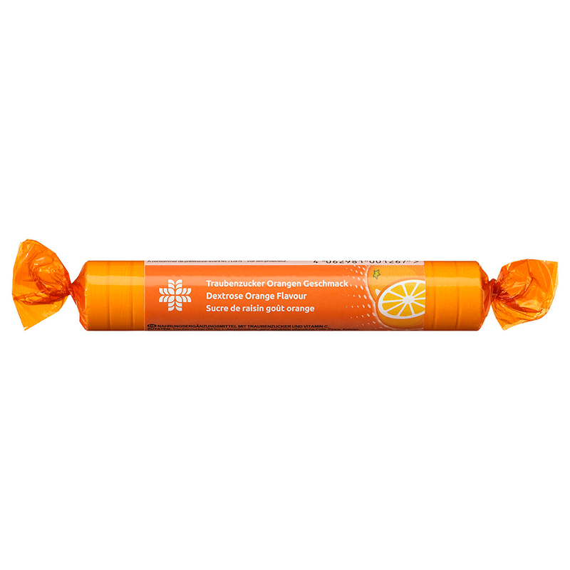 O0053812 LIVSANE Hroznový cukor s vitamínom C, pomarančová príchuť, rolka 44 g – Obrázok 1