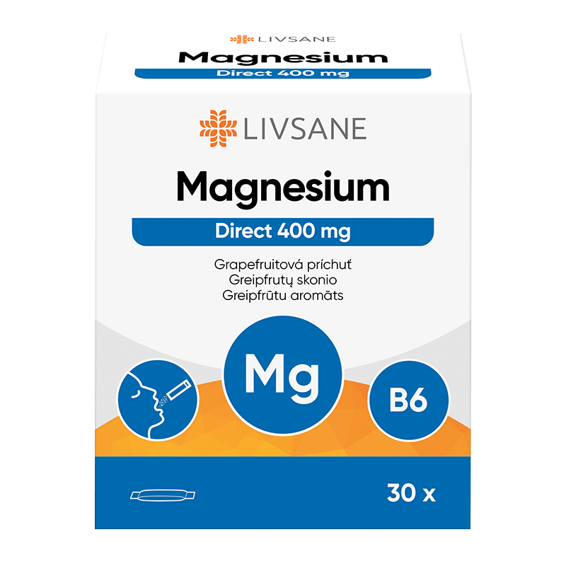 O0059404 LIVSANE Magnézium Direct 400 mg, grapefruitová príchuť 30 vrecúšok – Obrázok 1