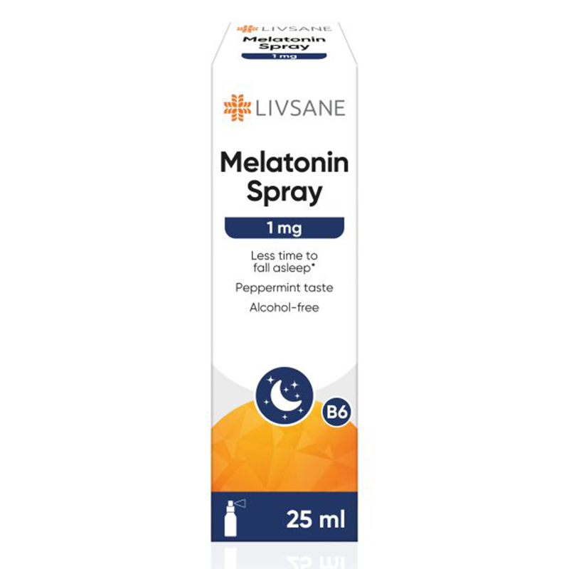 O0059962 LIVSANE Melatonín 1 mg sprej s vitamínom B6, príchuť mäty 25 ml – Obrázok 1