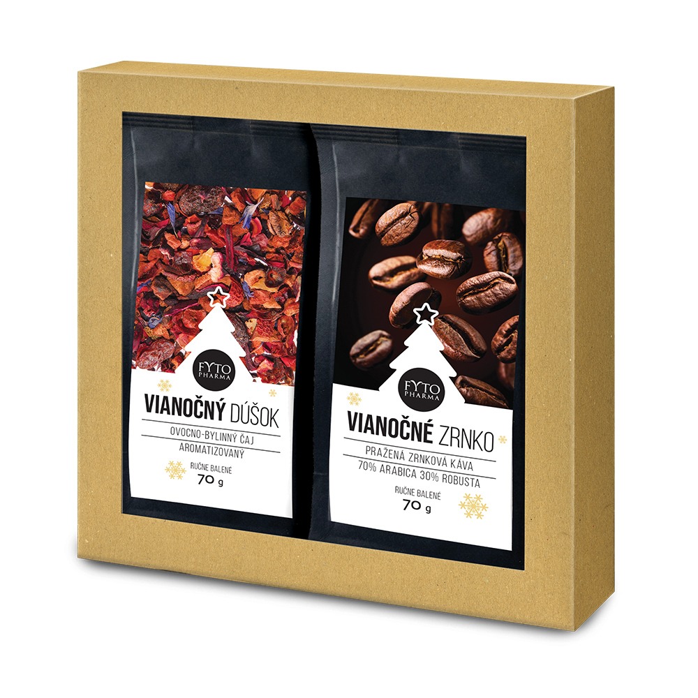 FYTO Darčeková kazeta - sypaný čaj Vianočný dúšok 70 g + zrnková káva Vianočné zrnko 70 g
