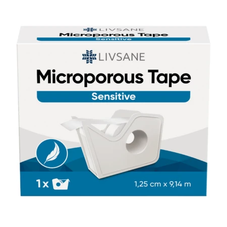 2_212929 LIVSANE Mikroporézna páska Sensitive 1,25 cm x 9,14 m – Obrázok 1