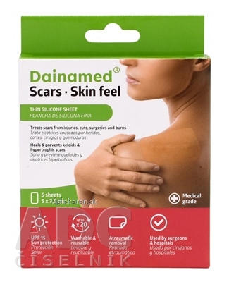 Dainamed Scars Skin Feel tenká silikónová náplasť na jazvy, 5x7,5 cm, 1x5 ks
