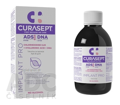 CURASEPT ADS DNA IMPLANT PRO ústna voda s chlórhexidínom 0,20 % + kyselina hyalurónová 1x200 ml