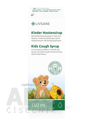 LIVSANE Detský sirup proti kašľu 1x150 ml LIVSANE Detský sirup proti kašľu 150 ml – Obrázok 1