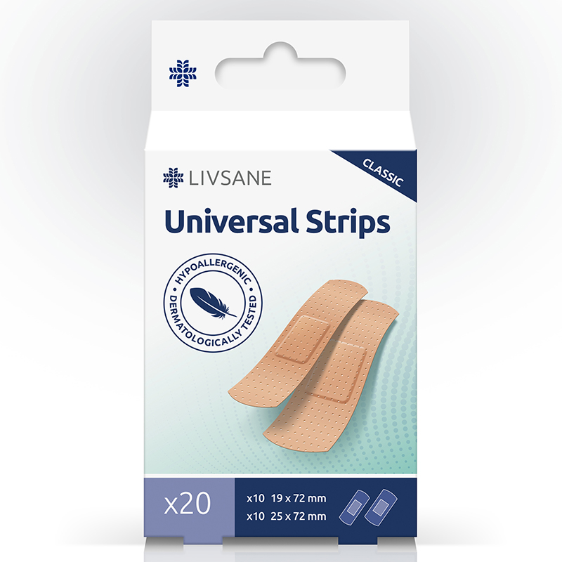 Z0040009 LIVSANE Univerzálna náplasť CLASSIC, prúžky 2 veľkosti 20 ks – Obrázok 1