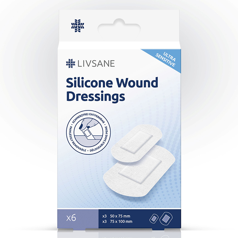 Z0040262 LIVSANE Silikónové náplasti ULTRA SENSITIVE na citlivú pokožku, 2 rozmery 6 ks – Obrázok 1