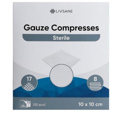 LIVSANE Sterilné gázové kompresy 10 x 10 cm 50 ks